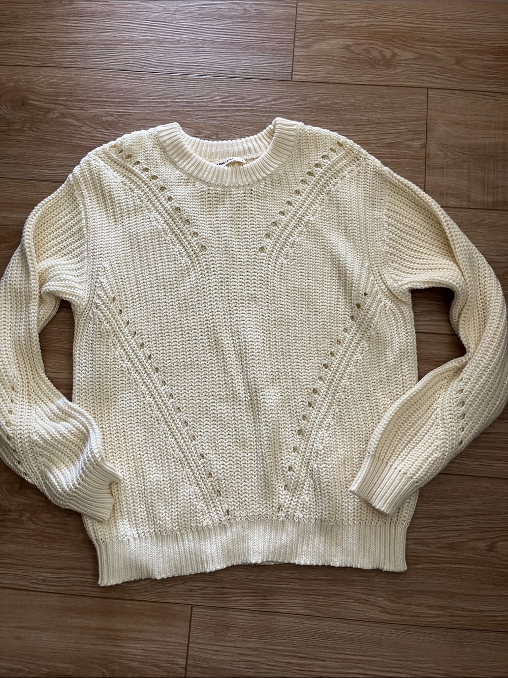 Marine Layer cream cotton ribbed crewneck sweater
